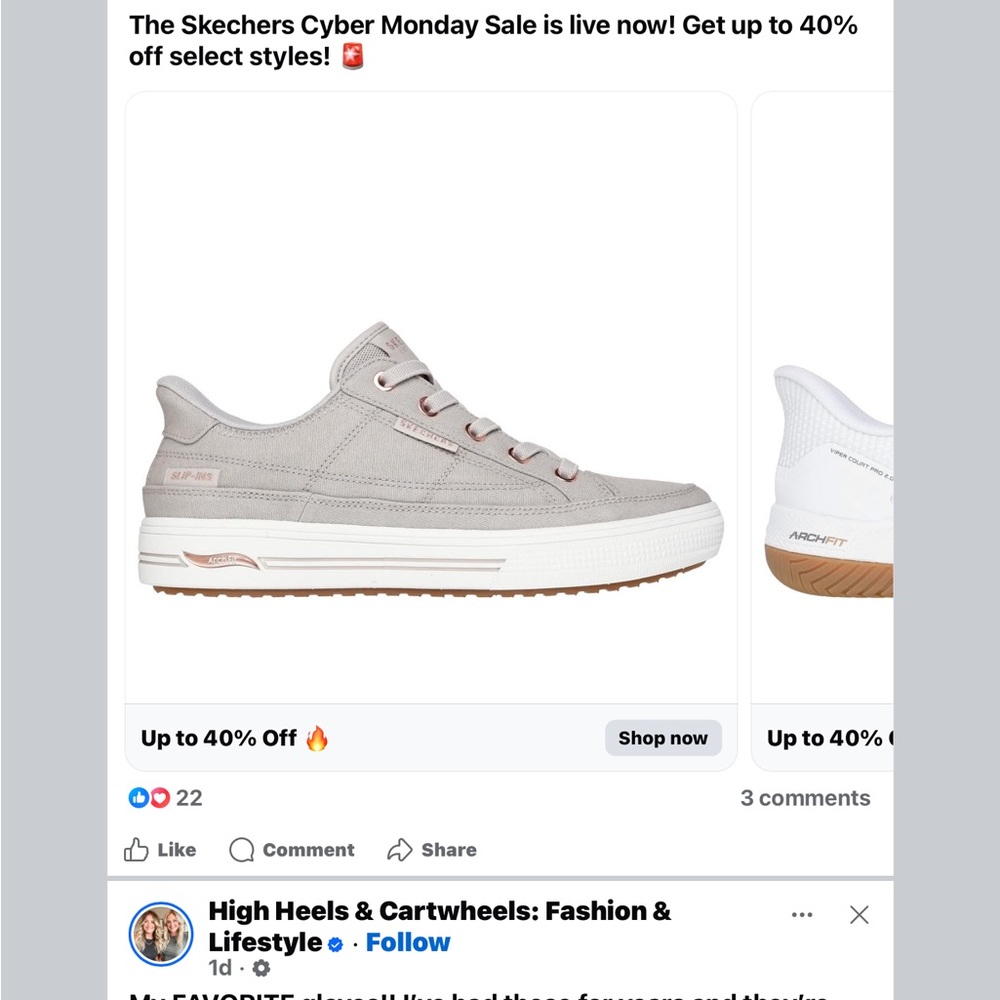 Skechers Gray and White Casual Sneakers